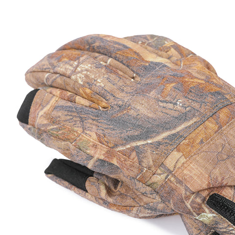 Camouflage-patterned glove on a white background