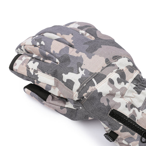 Camouflage-patterned glove on a white background